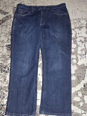 Ariat Rebar M5 Straight Leg Work Jeans Men's 38x30 Blue Denim Loop Lock